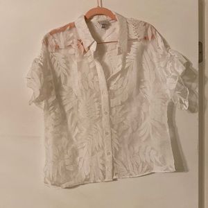 Sheer Floral White Blouse